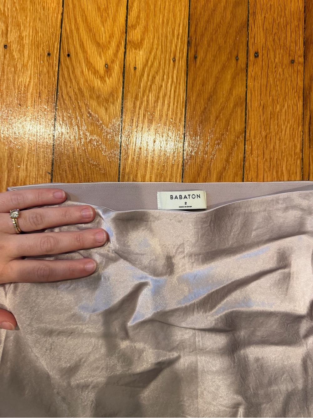 Babaton Satin-Look Skirt in Blush Pearl